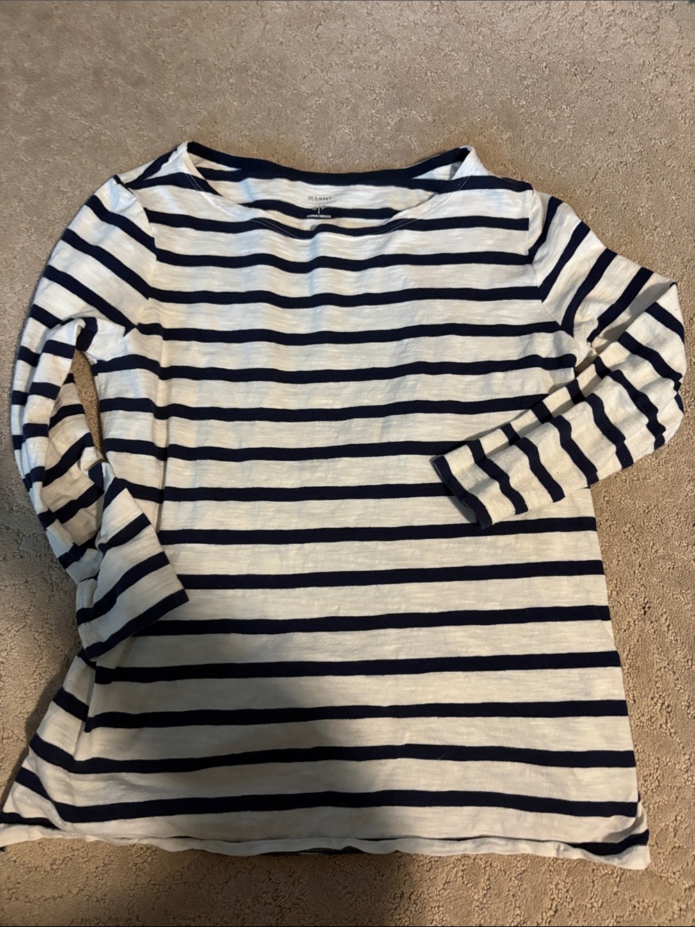 Old Navy Navy & White Striped Long-Sleeve Tee